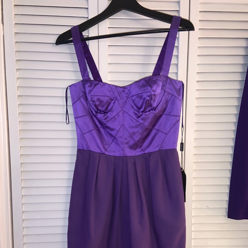 DOLCE&GABBANA Cocktail Dress Satin Purple Sz40